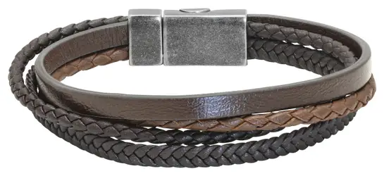 * RB Bracelet ARIZONA 25mm IP Vintage with 4x Brown Braided/