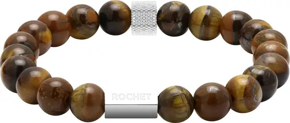RB Zen bracelet 8mm beads in tiger's eyes quartz and knurl