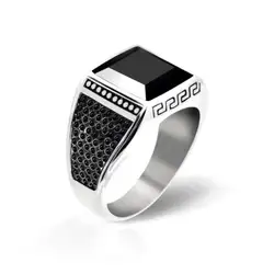 RB Ring ROCK Vintage steel and Black onyx Ø58