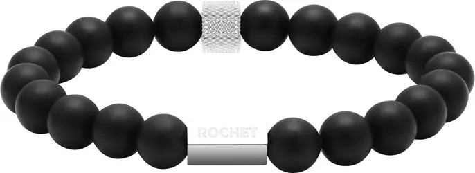 RB Zen bracelet 8mm beads in black agate and knurled steel