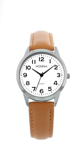 Modema Ø32 Alloy/30m/Mineral/Hvit skive tall/Brun rem