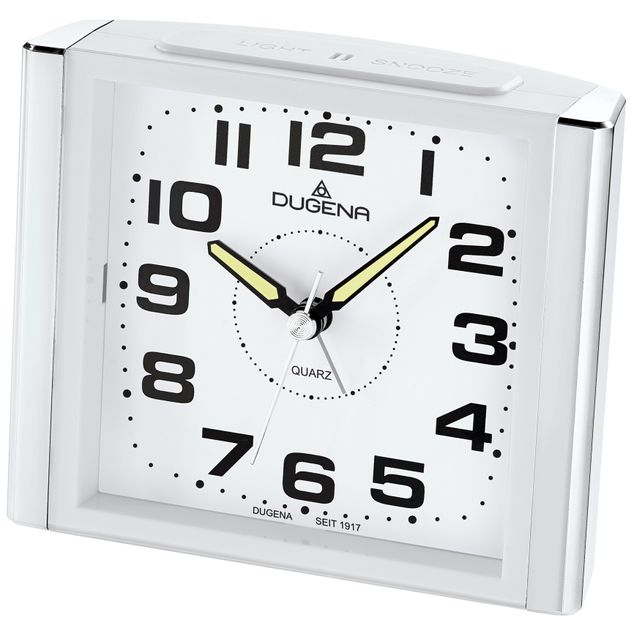 DUGENA Vekkerur /12x10/Sweep/Beep alarm/Snooze/Lys/Hvit-hvit