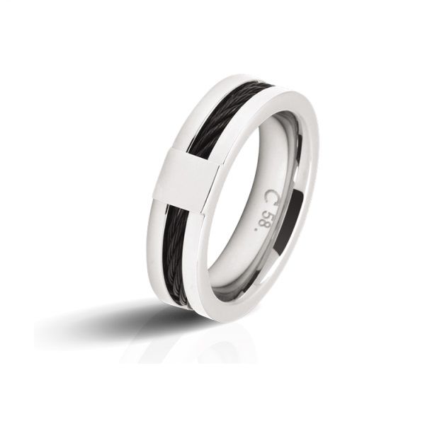 RB Ring Steel/Cable CABESTAN Ø58 Bicolor IP Black 0,6cm