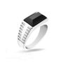 RB Ring ROCK 10mm Polished steel and Black agate Ø64