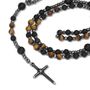 RB Rosary MYSTERES  60cm Beads Black agate Tiger eyes and He